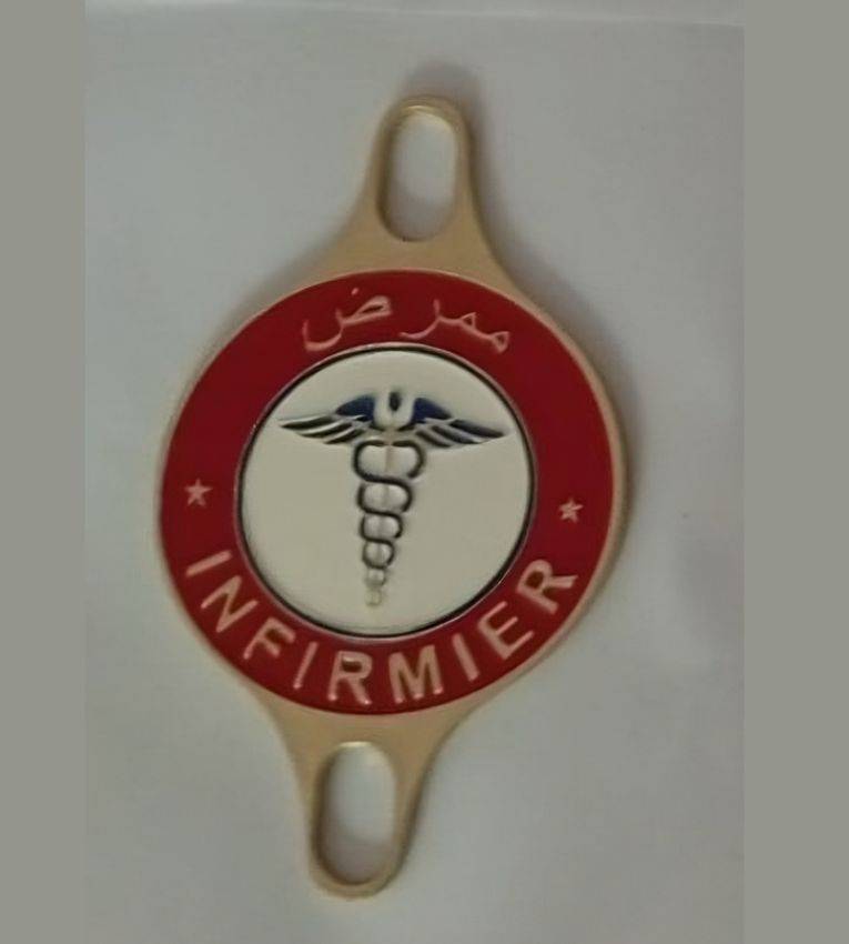 macaron badge d'infermière en cuivre pour Agents d’Autorité, Macaron Officiel Haute Qualité